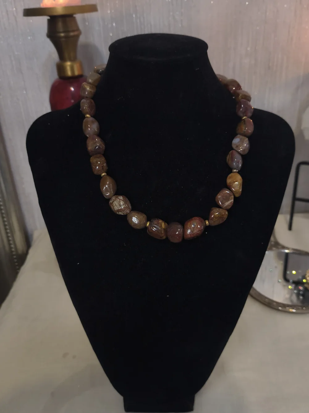 Vintage Artisan 925 Sterling Silver Gold Vermeil Natural Mookaite Jasper